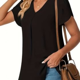 Kısa Kollu V Yaka Sandy Bluz