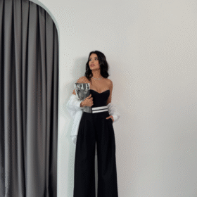 PANTOLON BEL ŞERİT DETAYLI - Siyah