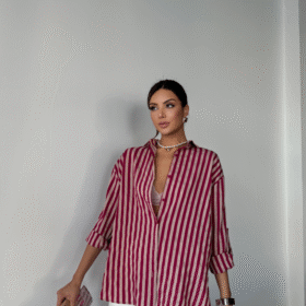 ÇİZGİLİ GÖMLEKKETEN - Bordo