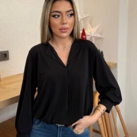 Kadın Uzun Kollu V Yakalı Sandy Bluz