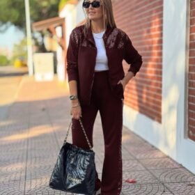 Kadın Uzun Kollu önden Fermuarlı Pul Payetli Alt üst Viskon Iki Iplik Takım