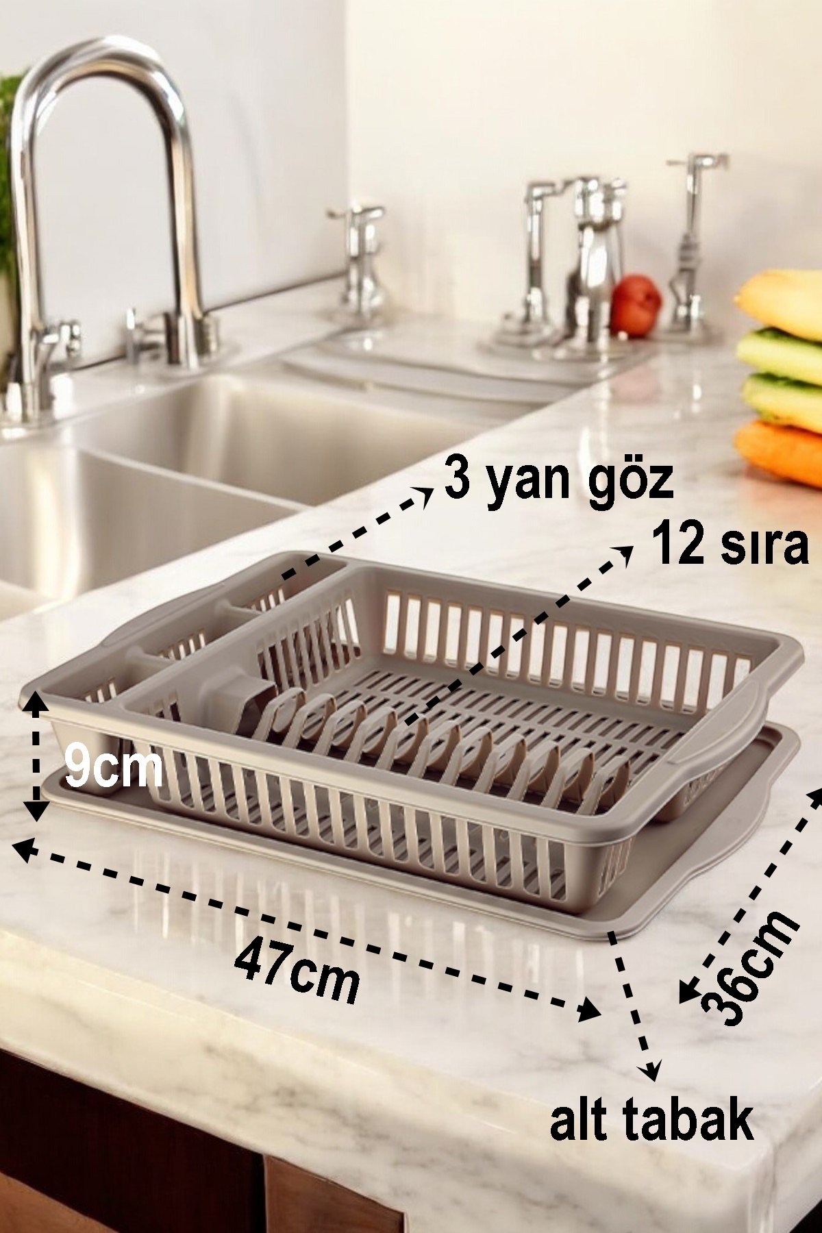 Turk Bulaşık Durulama Sepeti Tabaklık Bulaşık Kurutmalık KAHVE Alessi - Görsel 2