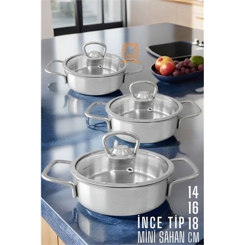 Turk Sahan Tencere Mini Midi Maxi 3 lü SET