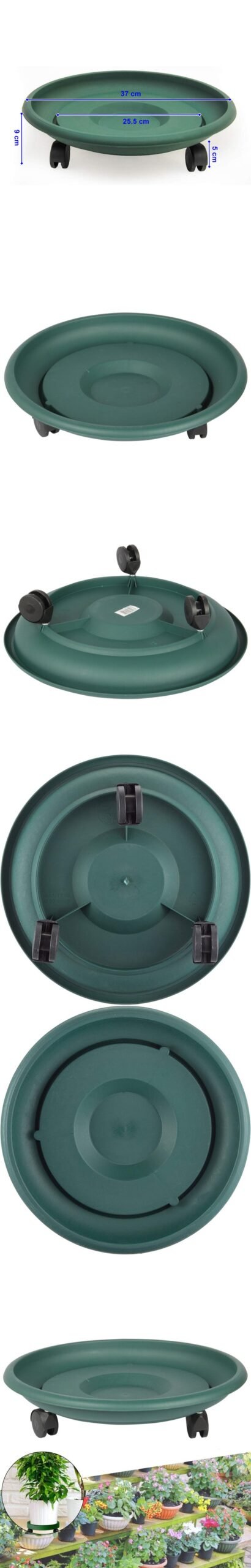 Turk Tekerlekli Saksı Altığı 4 ADET 37 CM YEŞİL - Görsel 2