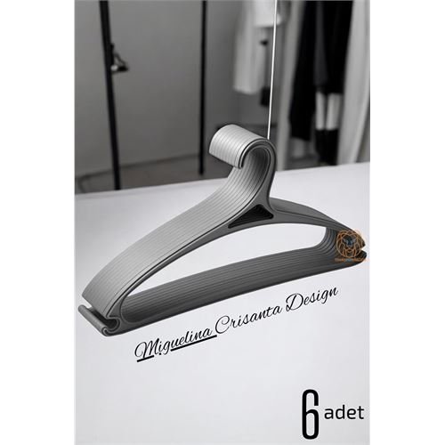Turk Tasarım Askı Seti 6 ADET Elbise Askısı M.Crisanta GRİ