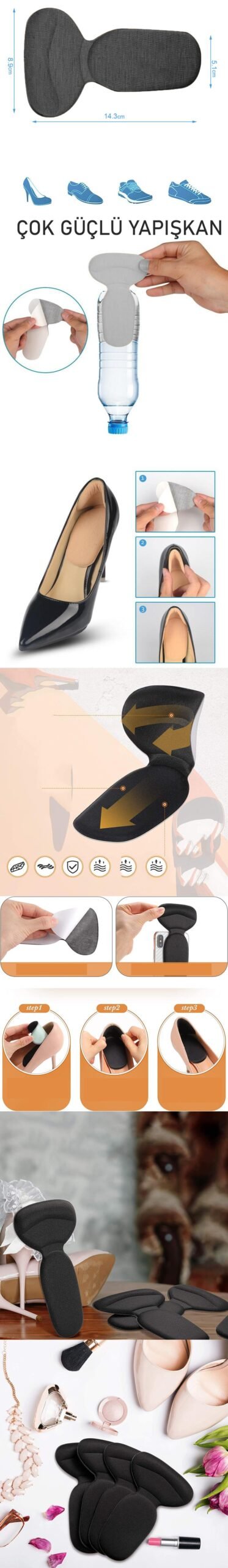 Turk Topuklu Ayakkabı Vurma Önleyici Daraltıcı Yumuşak Ped 4 lü Set - Görsel 2