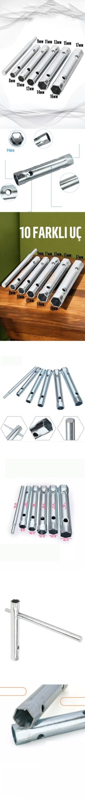 Turk Tork Lokma Seti Boru Kovan Tip Anahtar Seti Buji Anahtarı - Görsel 2