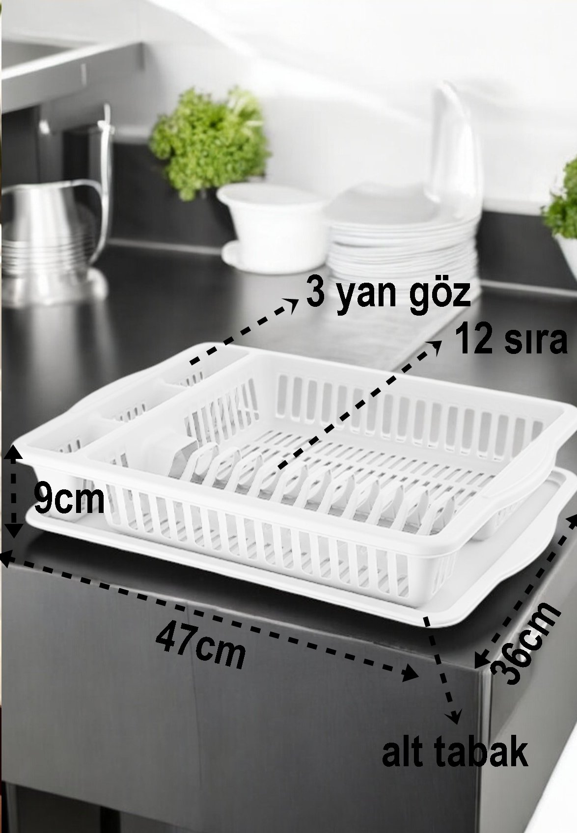 Turk Bulaşık Durulama Sepeti Tabaklık Bulaşık Kurutmalık BEYAZ Alessi - Görsel 2