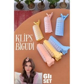 Turk Klipsli Saç Bigudisi Isısız Doğal Bukle Gece Bigudisi 3 cm 6 lı Set
