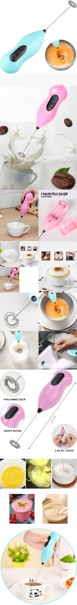 Turk Süt Köpürtücü Kahve Karıştırıcı Mini Pilli Mixer Çırpıcı - Görsel 2