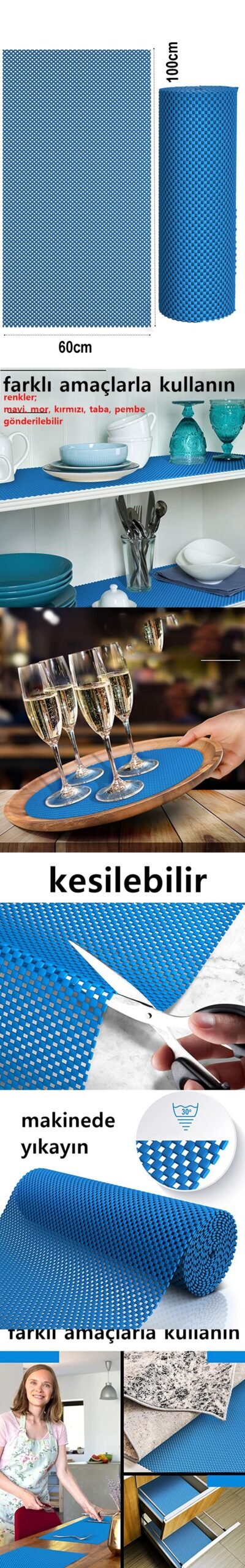 Turk Kaydırmaz Rulo Mat Halı Çekmece Sofra Dolap Kaydırmazı 60x100cm - Görsel 2