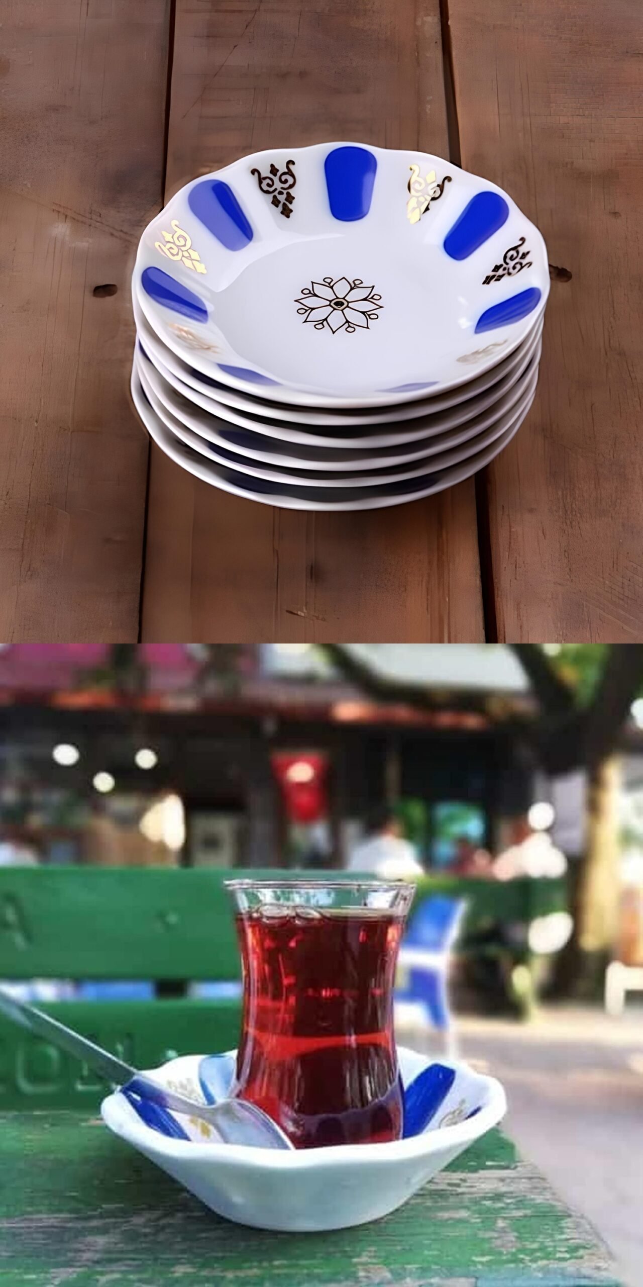 Turk Melamin Çay Tabağı 6 Adet Geleneksel Türk Çay Bardağı Altlığı - Görsel 2