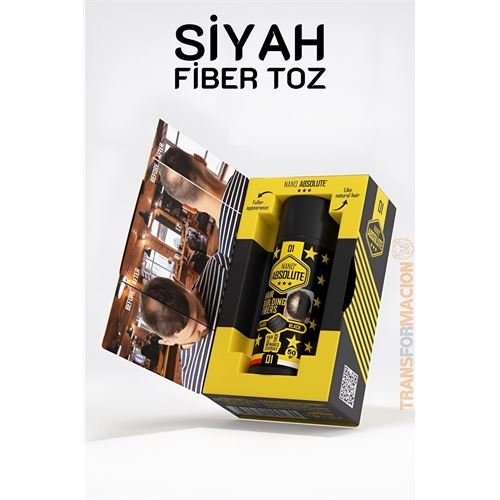Turk Saç Dolgunlaştırıcı Fiber Topik Toz SİYAH 50 Gram