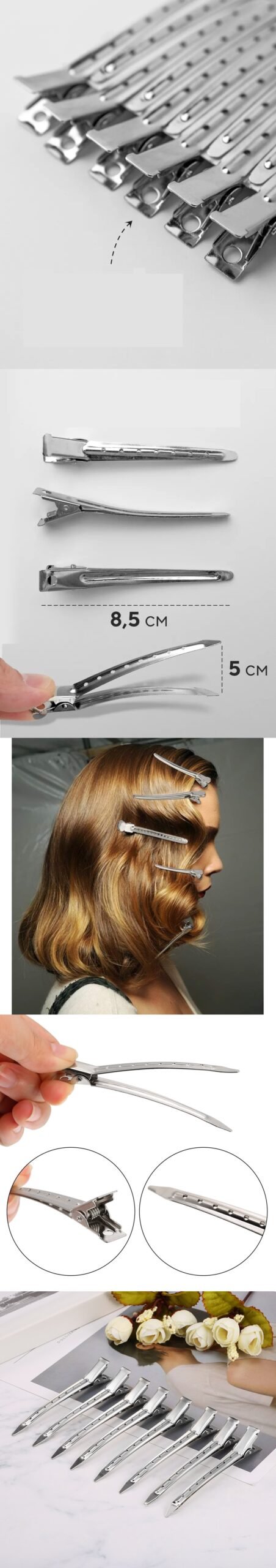 Turk Saç Klipsi Metal Toka Profesyonel 6 Adet - Görsel 2