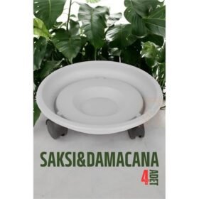 Turk Tekerlekli Saksı Altığı 4 ADET 37 CM BEYAZ