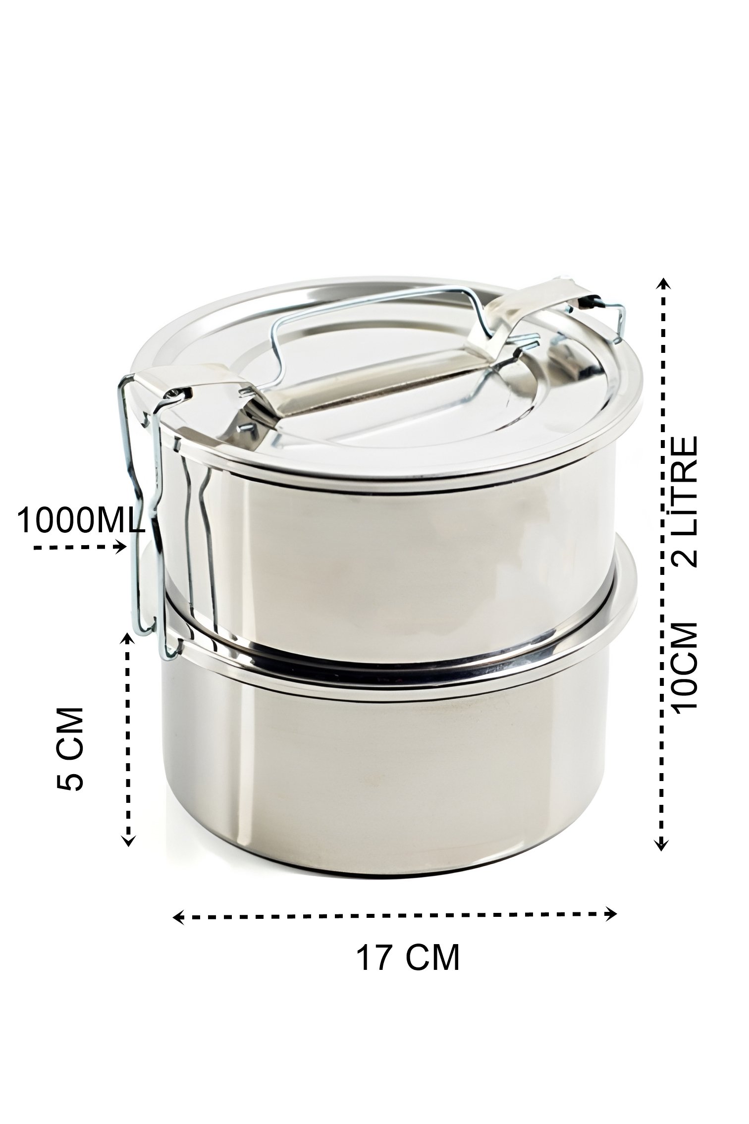 Turk Sefer Tası Paslanmaz Çelik Yemek Kabı 17 cm 2 LİTRE - Görsel 2