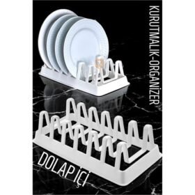 Turk Tabak Düzenleyici Kurutmalık Dolap İçi Tencere Kapak Organizer BEYAZ