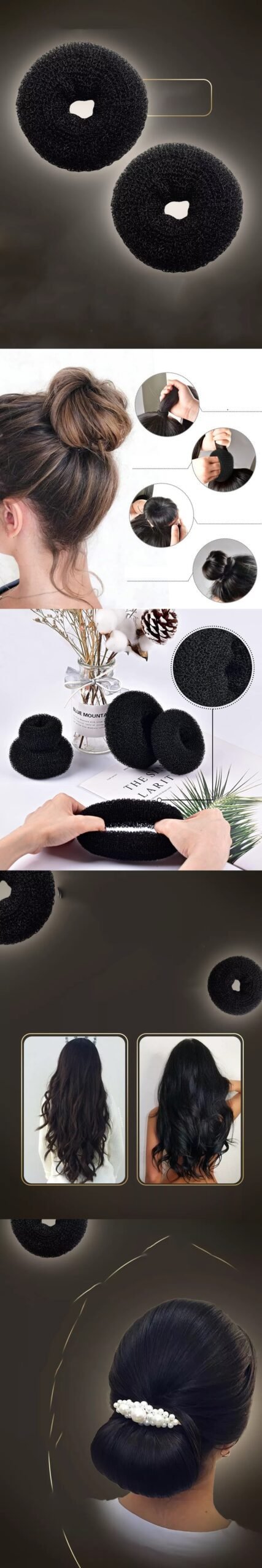 Turk Siyah Saç Topuz Süngeri 2 ADET 14 CM Çap 6 cm Kalınlık - Görsel 2