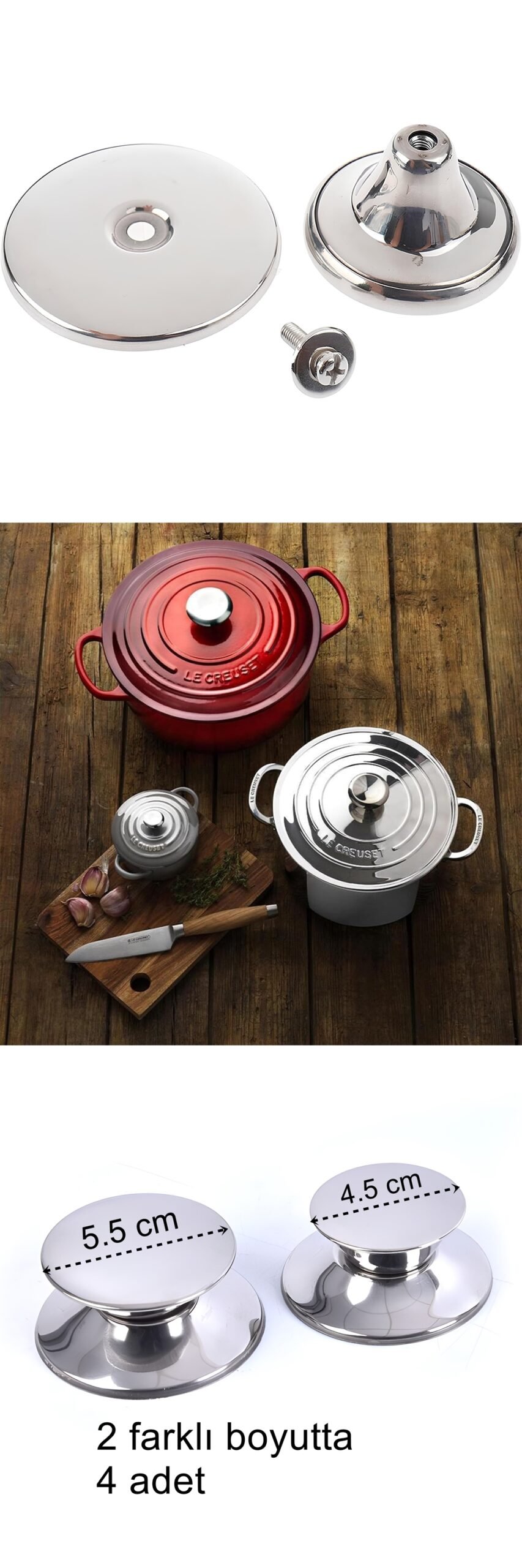 Turk Tencere Tava Tepesi Tencere Tava Kapağı Tutucu 2 Boy 4 Adet - Görsel 2