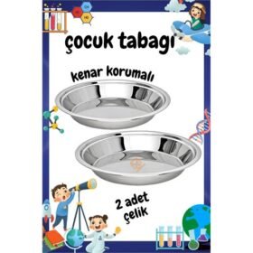 Turk Çocuk Tabağı Güvenli Kenarlı Çelik 2 Adet 21 cm