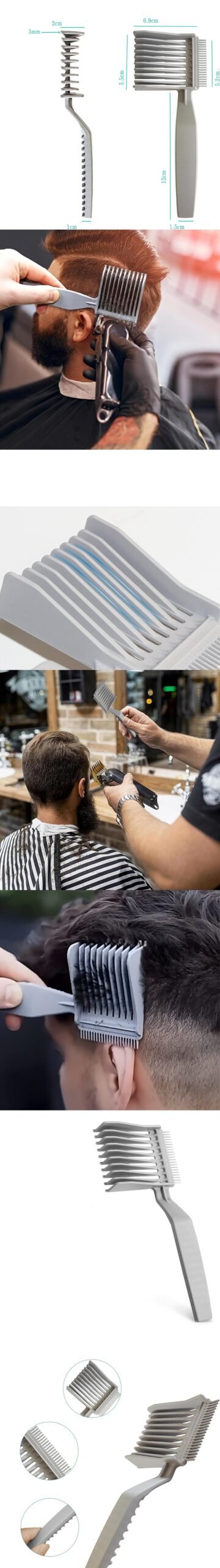 Turk Kuaför Berber Kavisli Kontur Kesim Yardmcı Tarak - Görsel 2