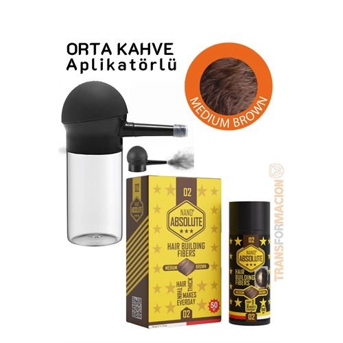Turk Aplikatörlü Saç Dolgunlaştırıcı Fiber Topik Toz ORTA TON KAHVERENGİ