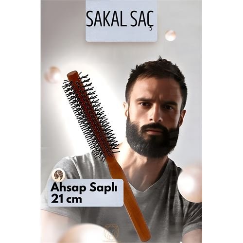Turk Sakal Fırçası Saç Fırçası ve Fön Fırçası Ahşap Saplı