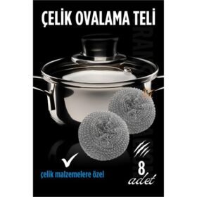 Turk Çelik Bulaşık Teli Çelik Bulaşık Ovalama Teli 8 ADET