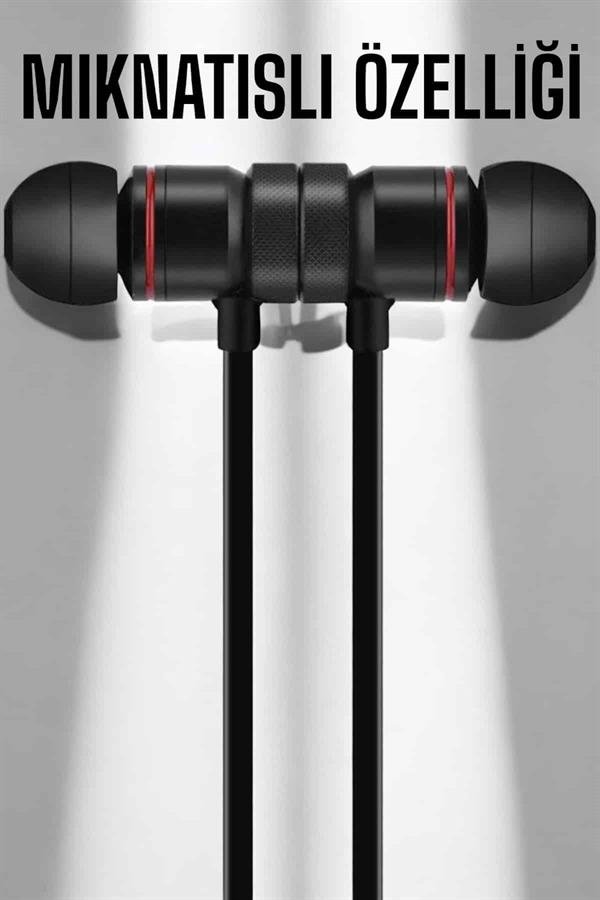 Kablolu Mıknatıslı Sport Kulaklık Bluetooth Bağlantılı - Görsel 3