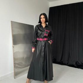 Siyah Garnili Etekli Deri Takım