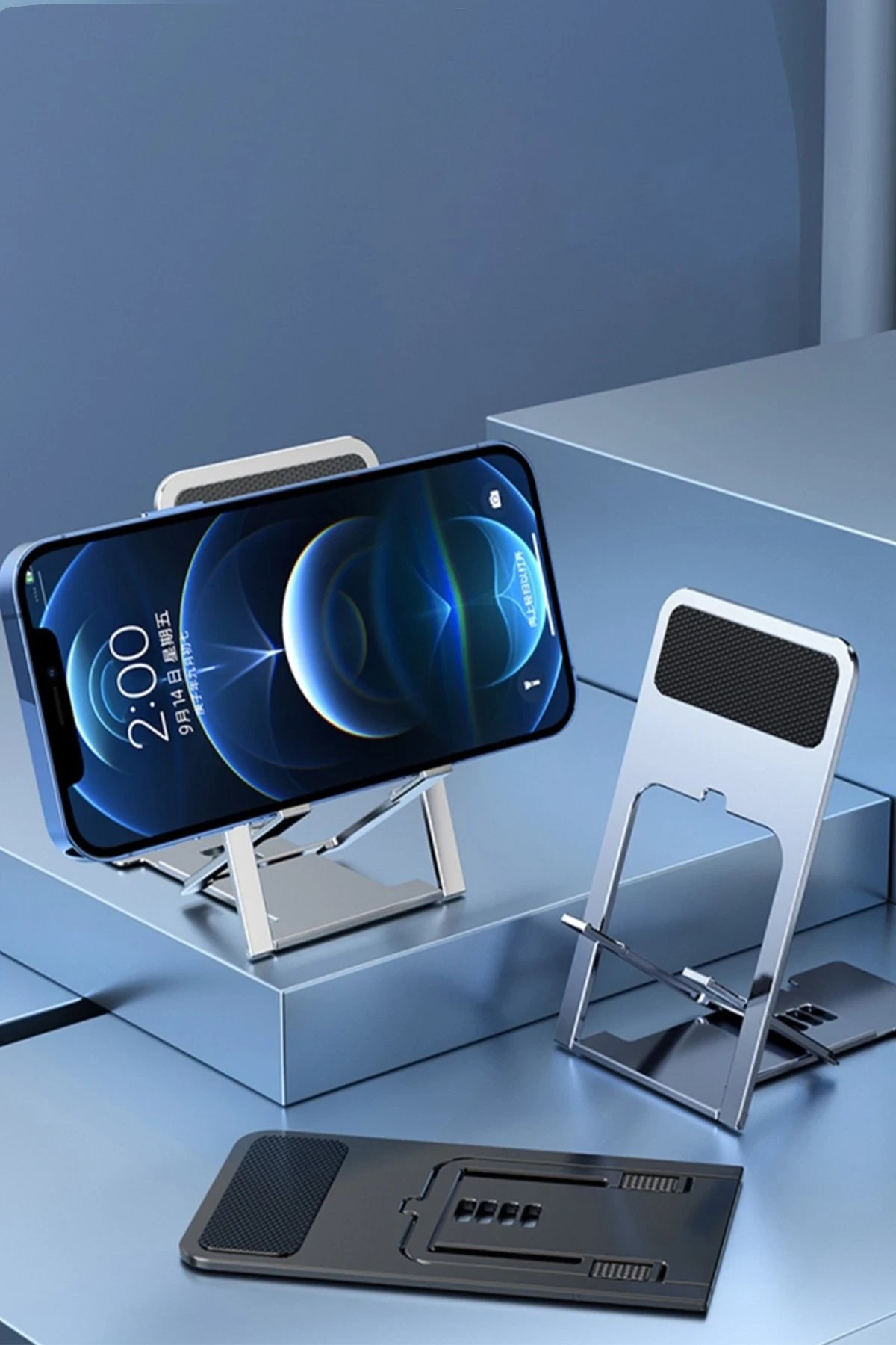 CM25 Ayarlanabilir Katlanabilir Masaüstü Telefon Tutucu - Siyah-(5796) - Görsel 2