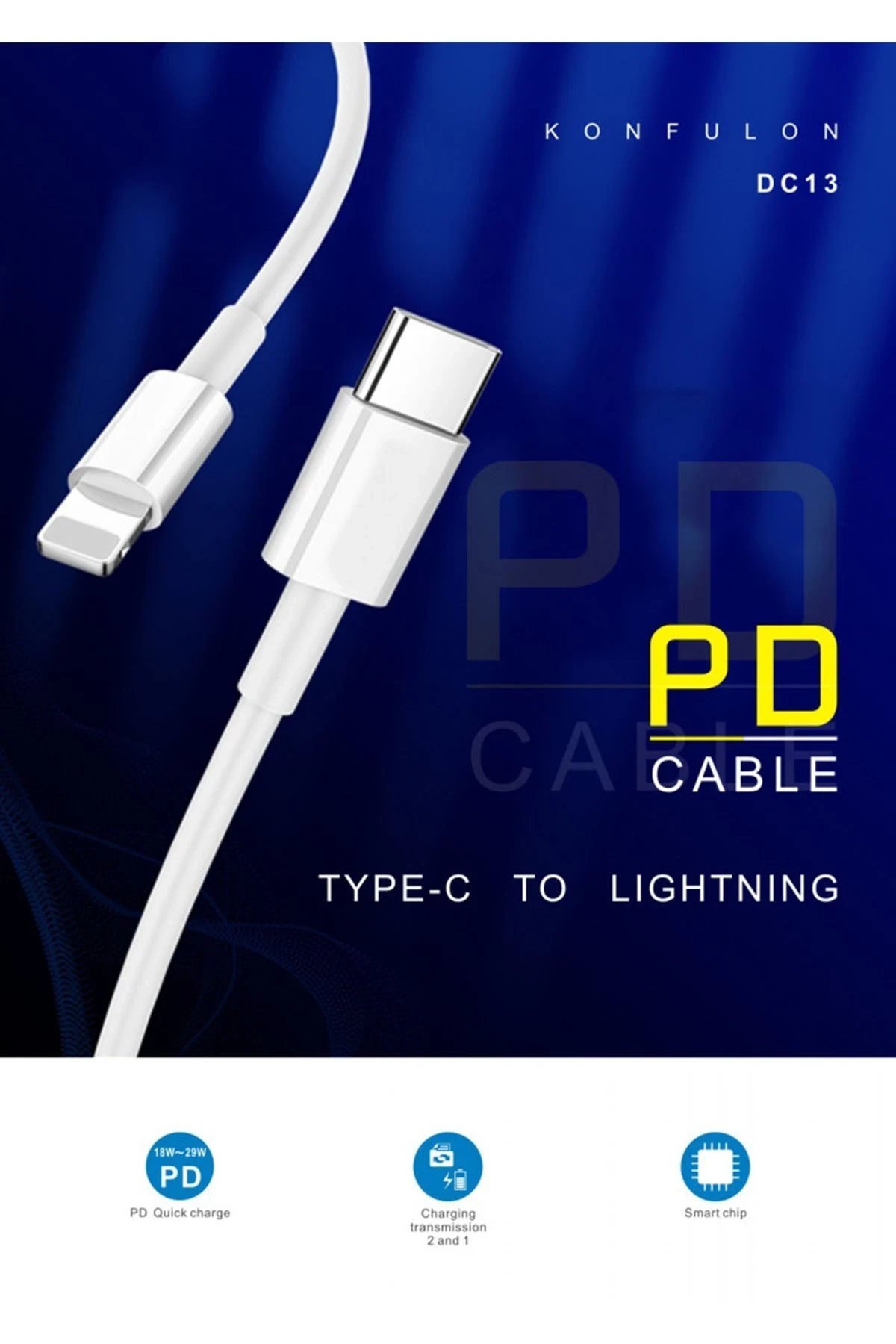 DC13 1M 20W Type-C to Lightning Kablo iphone Uyumlu-(5796) - Görsel 3