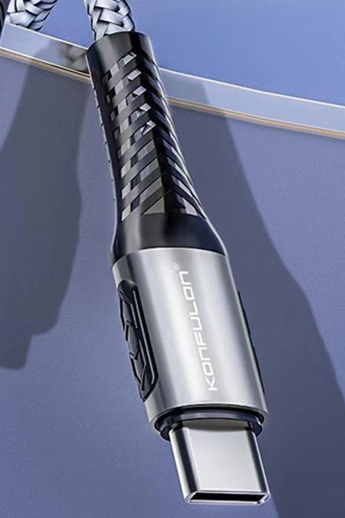 DC43 Type-C to Type-C 1M Örgü 60W Hızlı Şarj Kablo - Yeşil-(5796) - Görsel 2