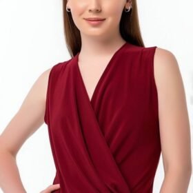 Kadın Sendy Kumaş Kruvaze Yaka Vatkalı Bluz