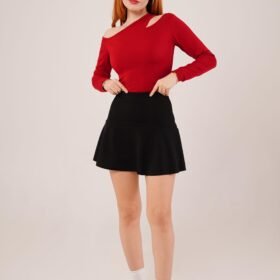 İçi Şortlu Siyah Mini Etek