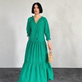 Yeşil Dantelli New Elbise