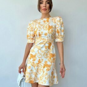Sarı Çiçekli Elbise