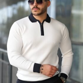 Erkek Kol Ve Yaka Detaylı Uzun Kollu Triko