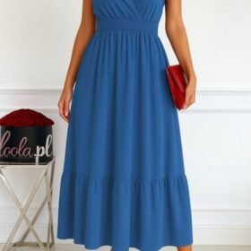 Kadın Kısa Kelebek Kollu Kruvaze Yakalı Beli Lastikli Aerobin Elbise