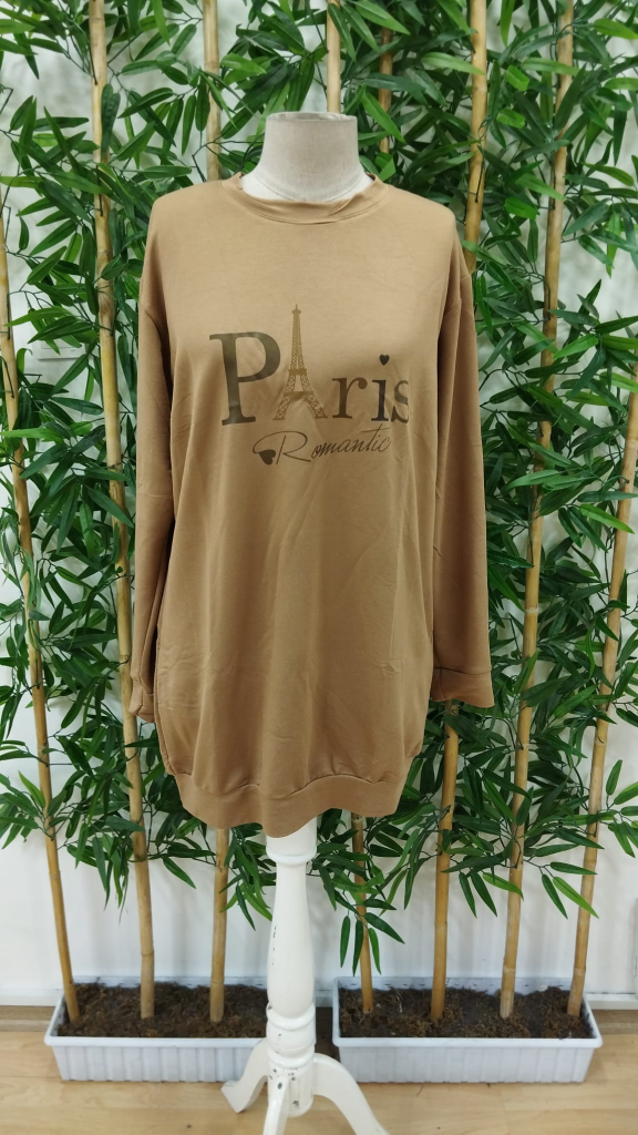 Kadın Uzun Kollu Bisiklet Yaka Yazılı Kısa Viskon Iki Iplik Elbise - Görsel 4