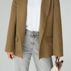 Astarı Çizgili Ceket - Vizon