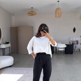 Kadın Scuba Modal Paça Manşet Pileli Pantolun