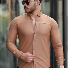 Erkek çıtçıt Düğmeli Dikiş Detaylı Uzun Kollu Gömlek