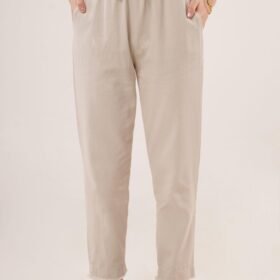 Cepli Belden Bağlamalı Paça Detaylı Krem Pantolon