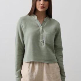 Cepli Hakim Yaka Bluz - Haki