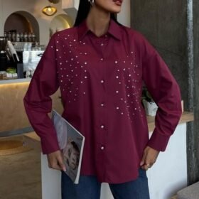 Kristal Taş Çakımlı Poplin Gömlek 3413