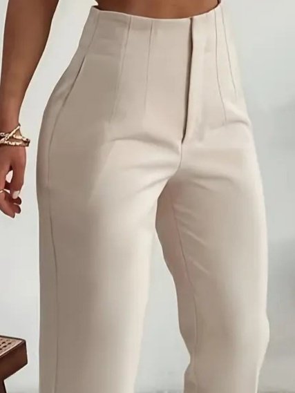 Kadın Yüksek Bel önden Fermuarlı Ithal Krep Pantolon - Görsel 2