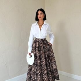 Leopar Leopar Büzgülü Uzun Etek