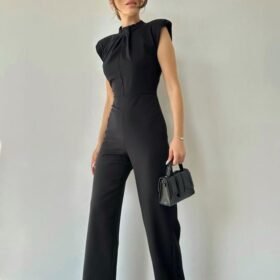 Siyah Vatkalı Dik Yaka Tulum