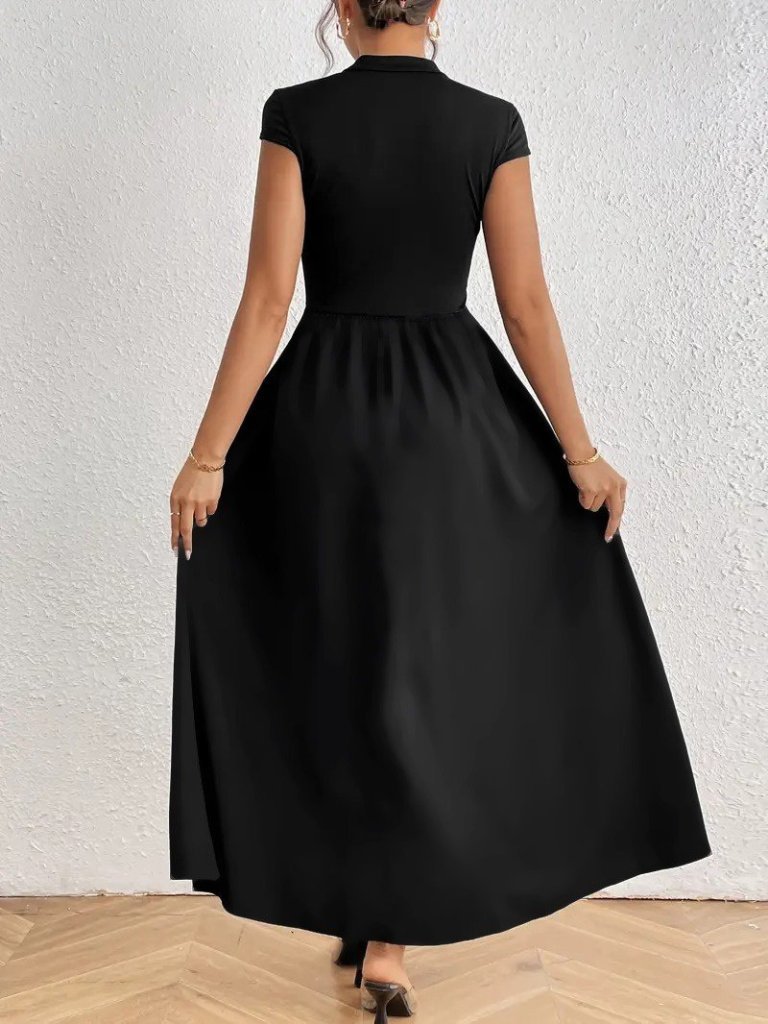 Kadın Kısa Kollu Yarı Balıkçı Yaka Viskon Elbise - Görsel 2